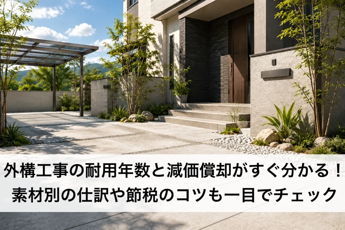 外構工事の耐用年数と減価償却がすぐ分かる!素材別の仕訳や節税のコツも一目でチェック