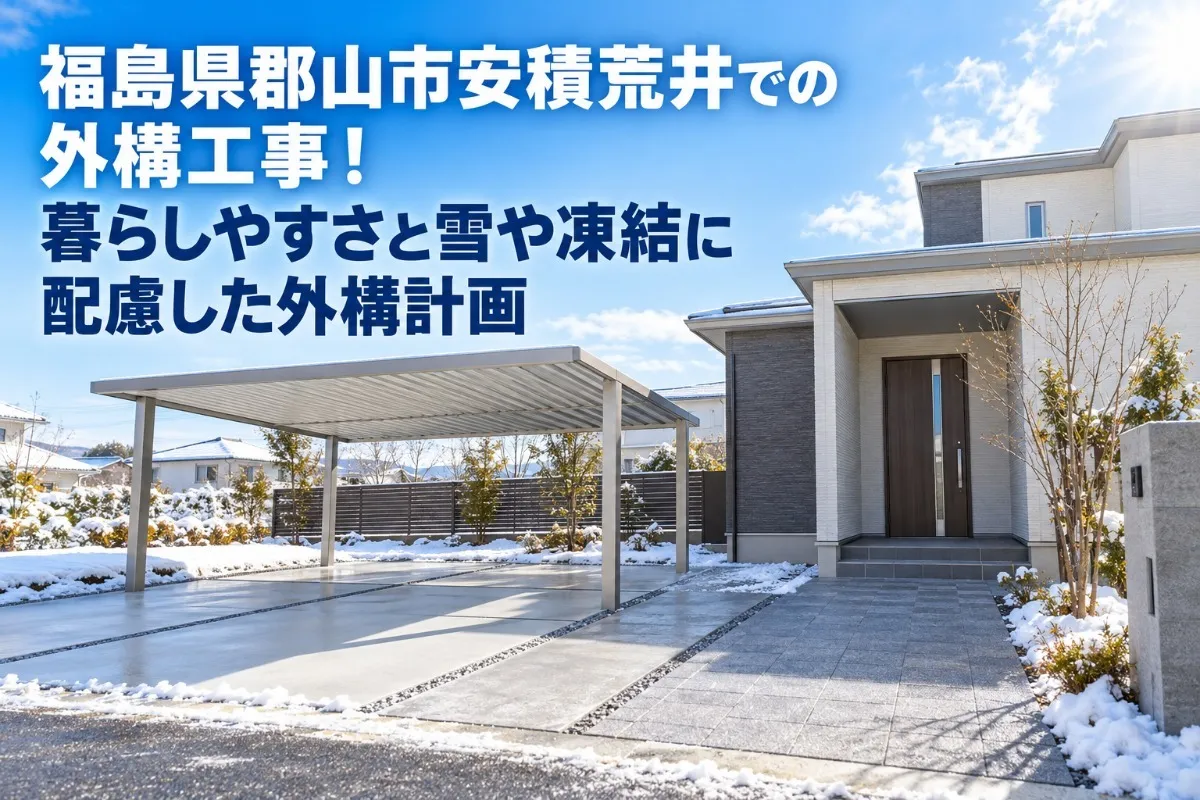 福島県郡山市安積荒井での外構工事!暮らしやすさと雪や凍結に配慮した外構計画